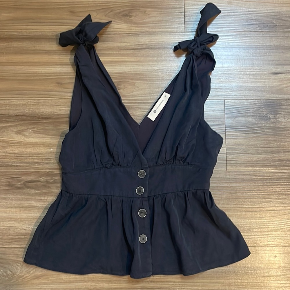 Navy Sleeveless Tie Top